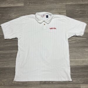 Vintage Vetta Capsule Polo Shirt Men Large White‎ Red Heavyweight Cotton Striped